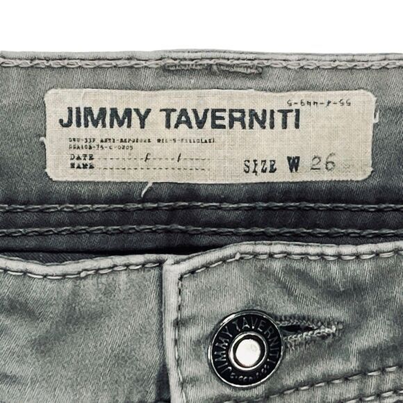 Jimmy Taverniti Jeans Womens Size 26 Gray Distressed Stretchy Retro Ankle Zip - Picture 15 of 16